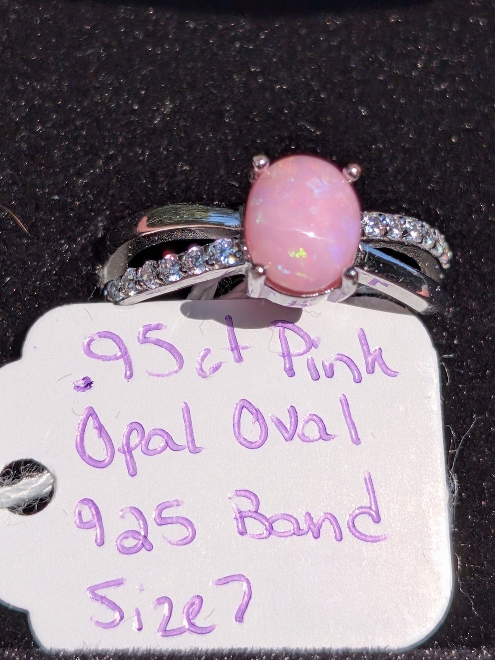 .95ct Pink Ethiopian Welo Opal In 925 W/Cz Size 7
